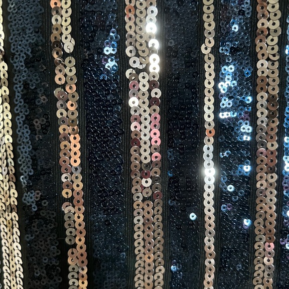 NWT Maeve Anthropologie Black Blue Silver Sequin Dress Small Petite - Picture 6 of 13